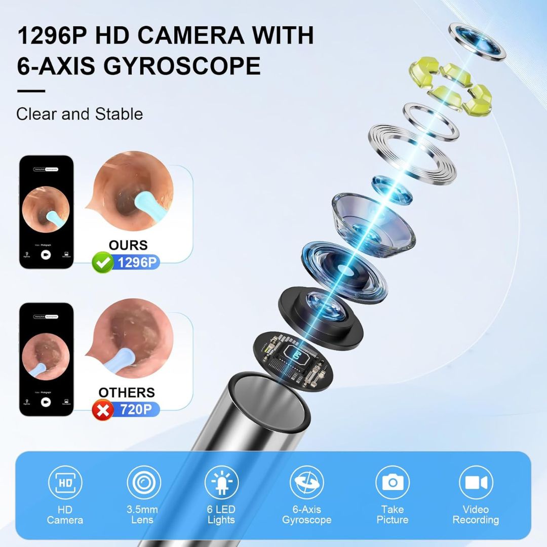 Limpiador de oído con cámara